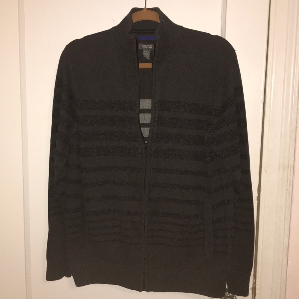 Kenneth Cole Reaction • Striped Zip Up Sweater • L